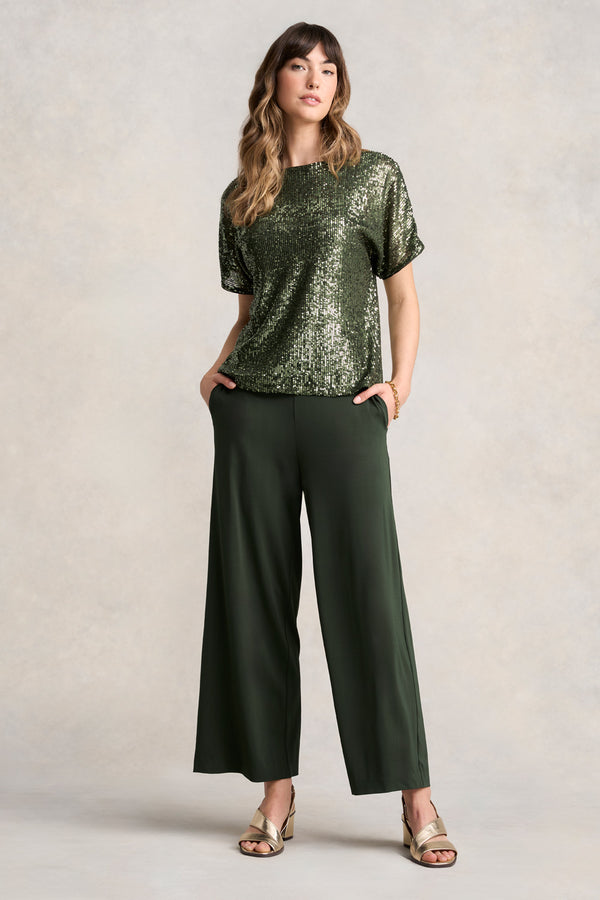 High Twist Palazzo Pant - Dark Khaki