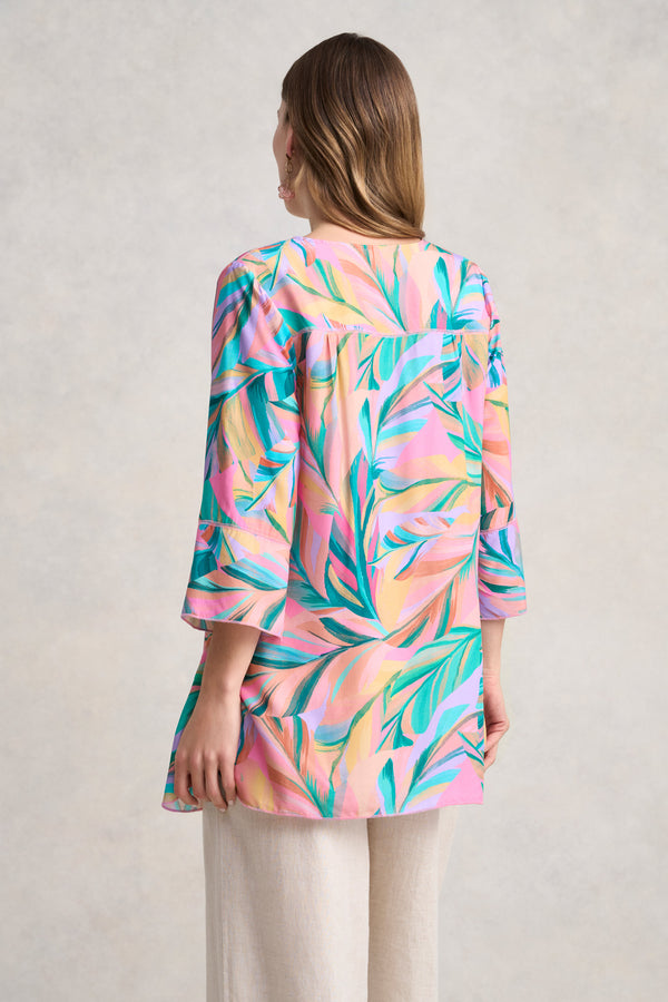 Top Stitch Kaftan - Multi Palm Print