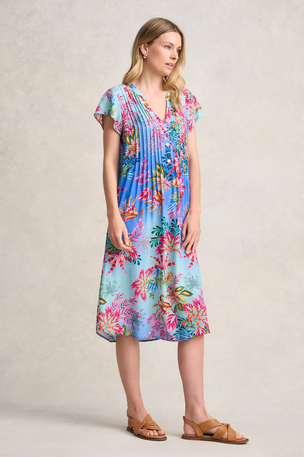 Pleat Front Midi Dress - Midsummer Floral