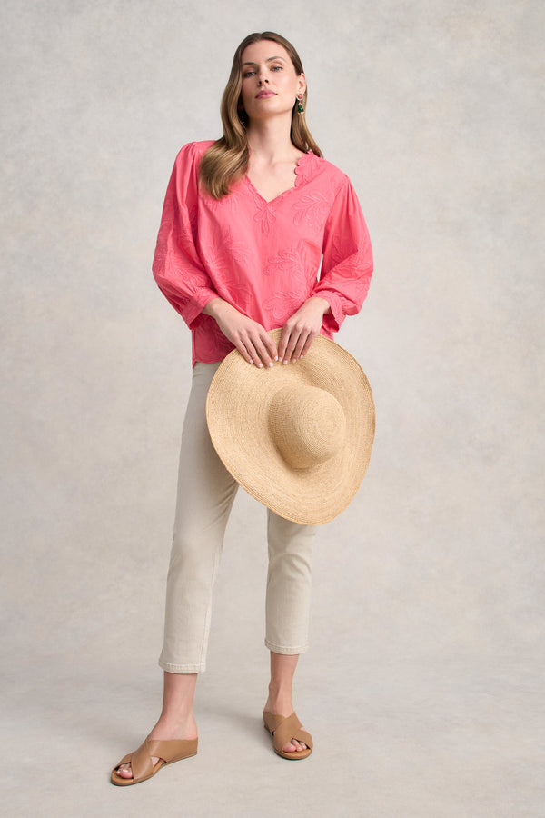 Embroidered Cotton Blouse - Camellia Rose