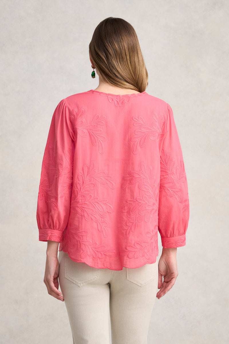 Embroidered Cotton Blouse - Camellia Rose
