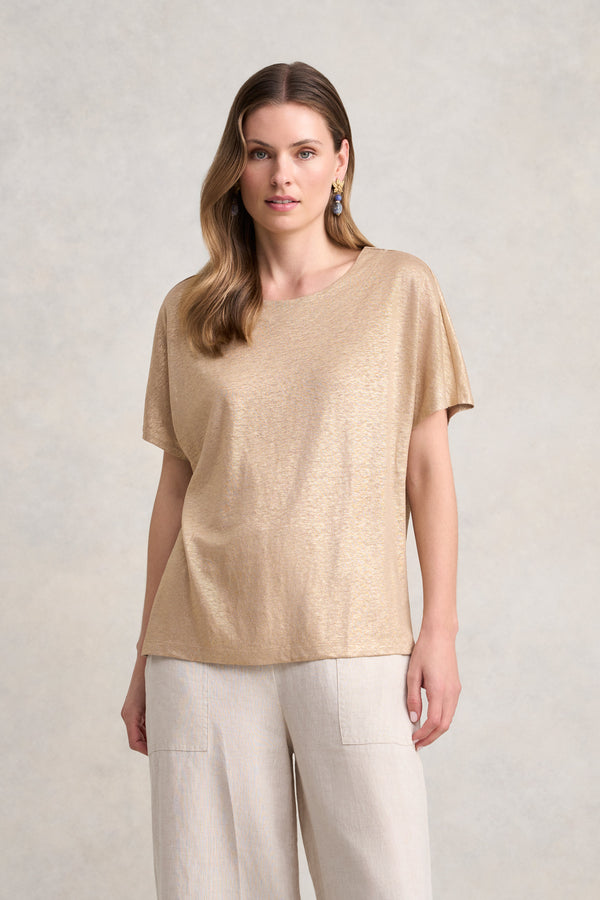 Gold Foil Linen Tee - Soft Gold