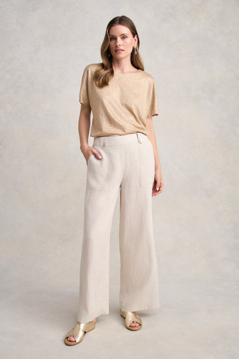 Gold Foil Linen Tee - Soft Gold