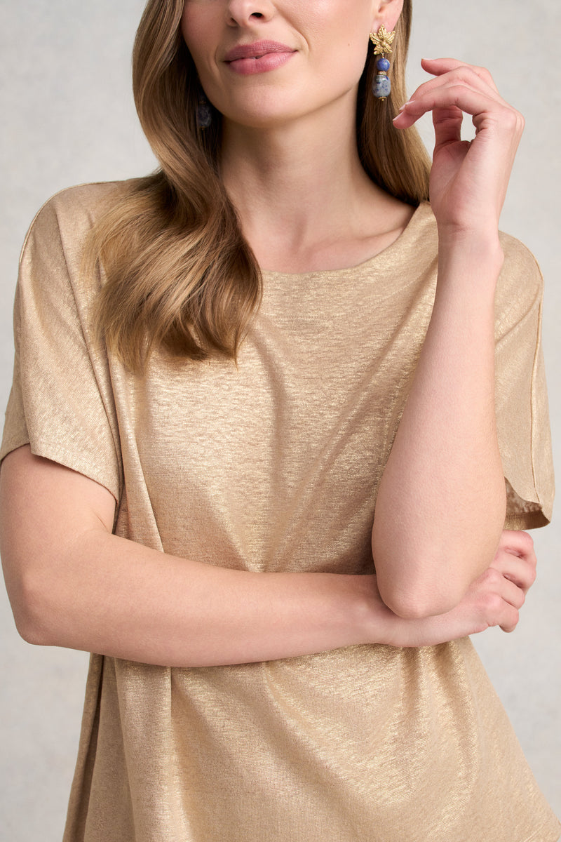 Gold Foil Linen Tee - Soft Gold