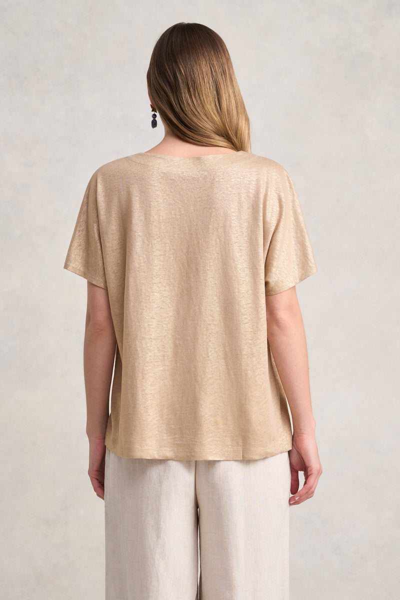 Gold Foil Linen Tee - Soft Gold