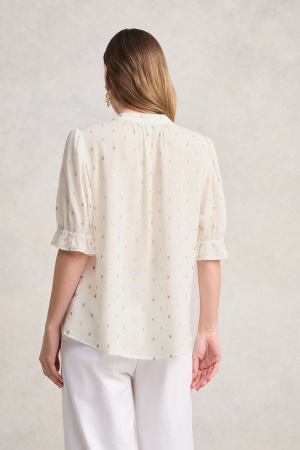 Lurex Clip Blouse - Cream