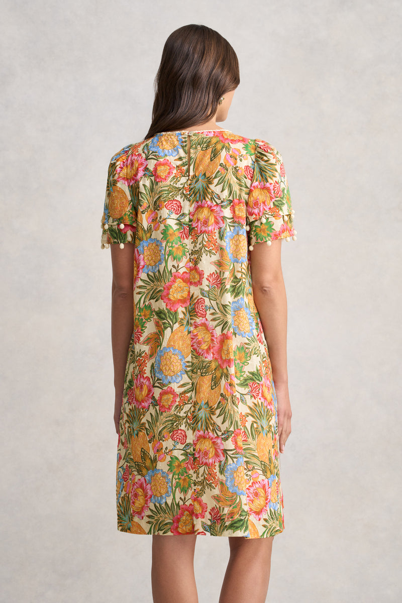Clipped Cotton Dress - Tropical Print