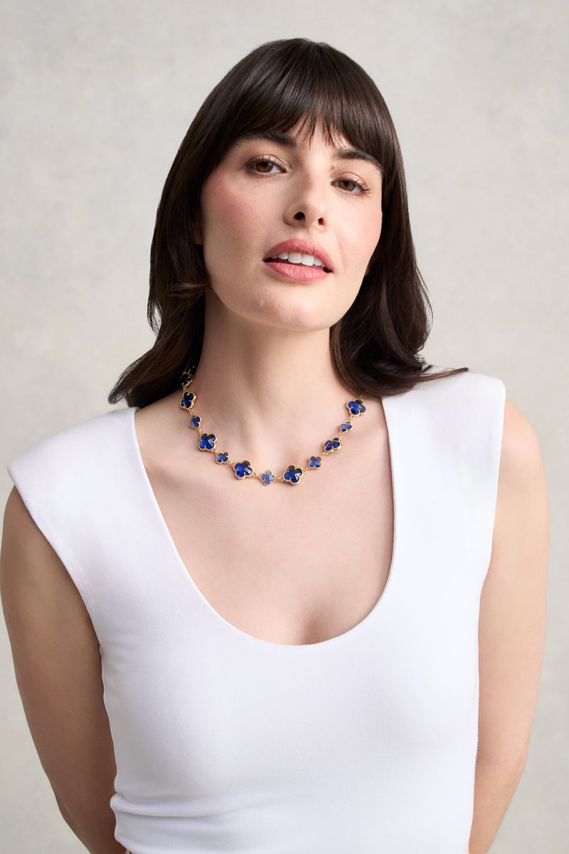 Short Clover Necklace - Blue