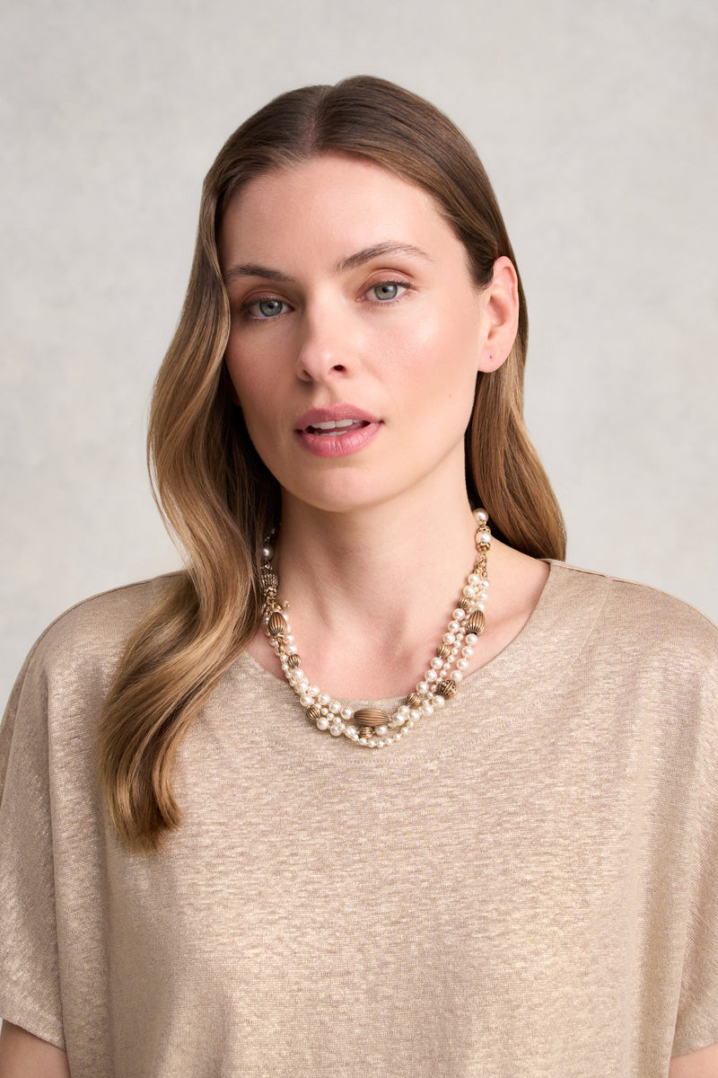 Layered Pearl Necklace - Cream
