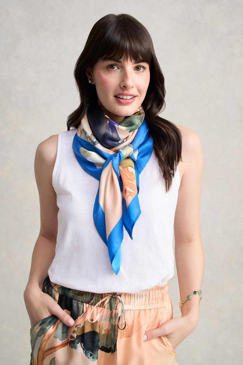 Scenic Print Square Scarf - Multicolour
