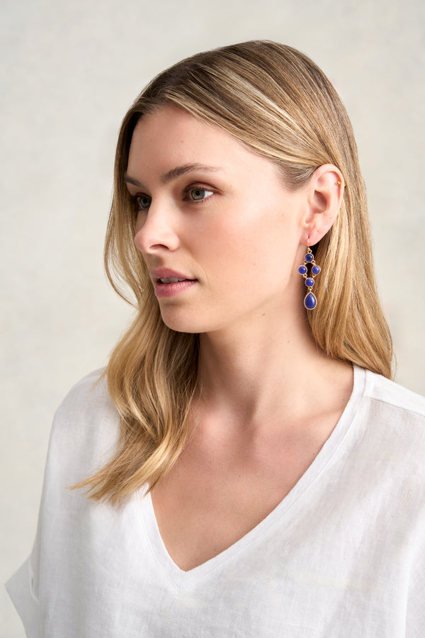 DEEP BLUE STONE EARRING - NAVY