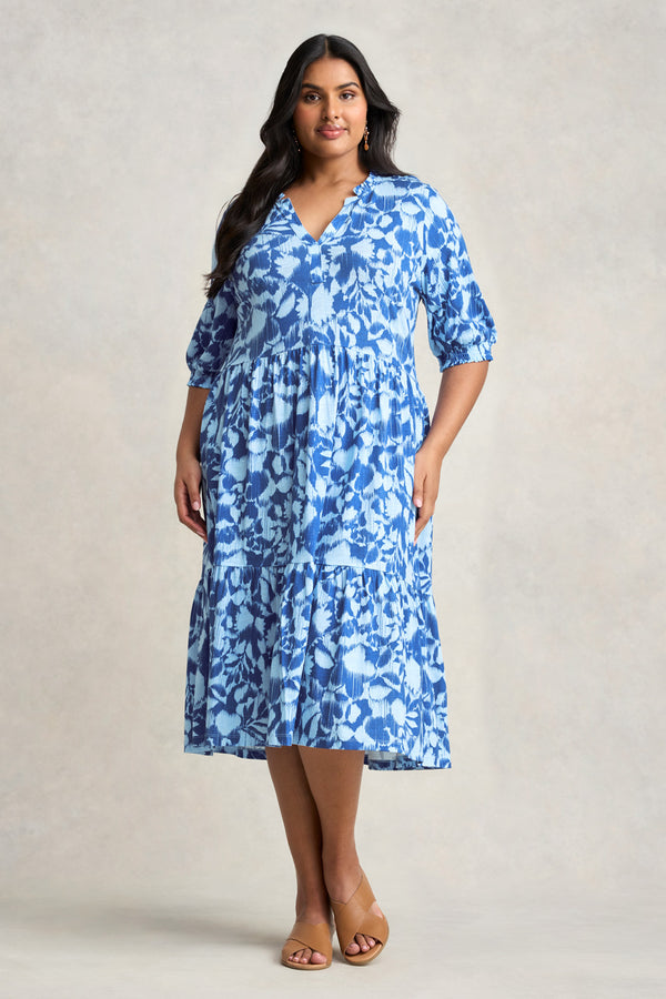 JERSEY TIERED DRESS - SEASIDE FLORAL