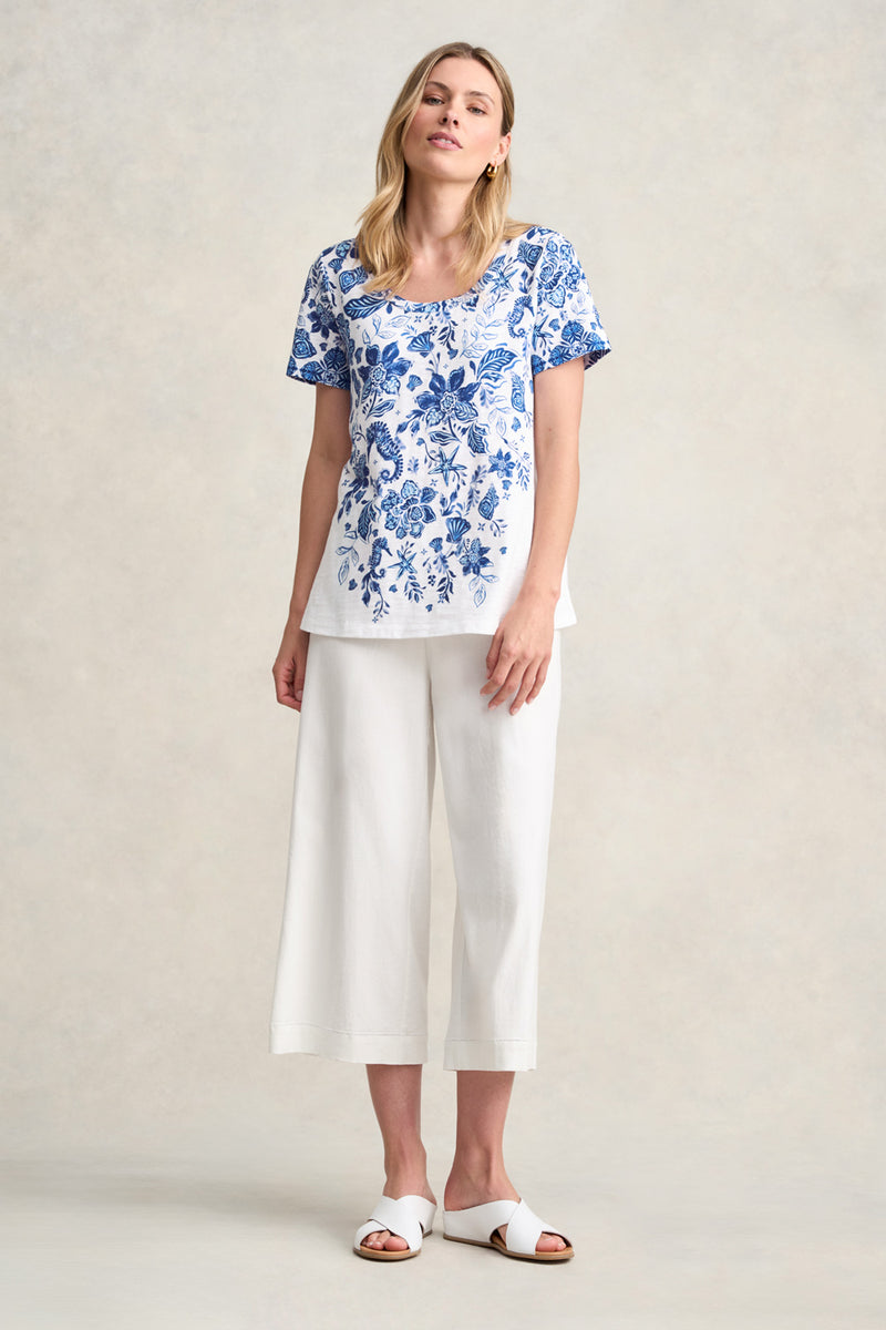 Scoop Neck Tee - Toile de Seaside Print