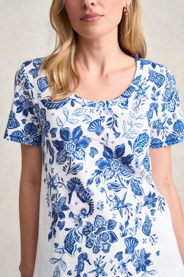 SCOOP NECK TEE - TOILE DE SEASIDE