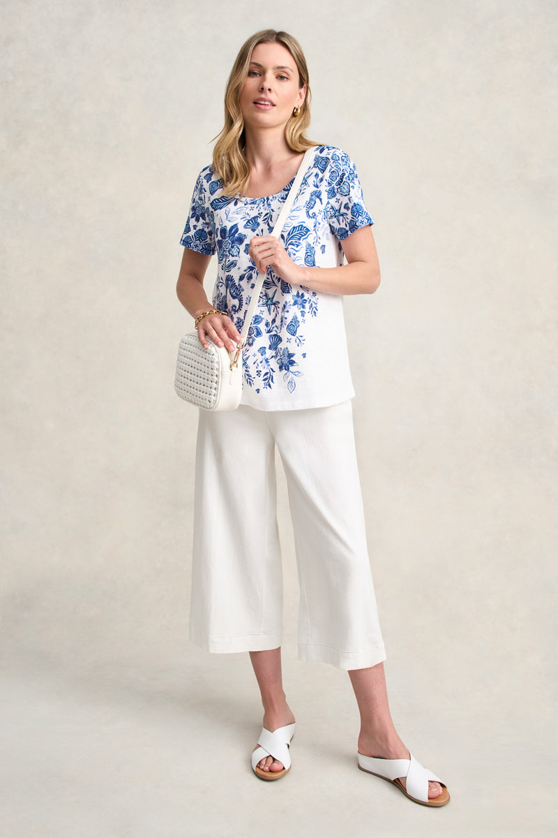 Scoop Neck Tee - Toile de Seaside Print
