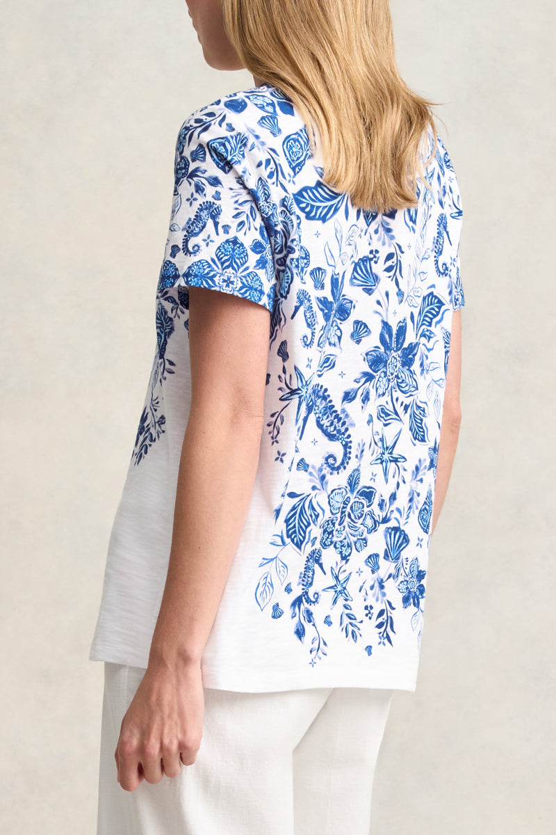 Scoop Neck Tee - Toile de Seaside Print