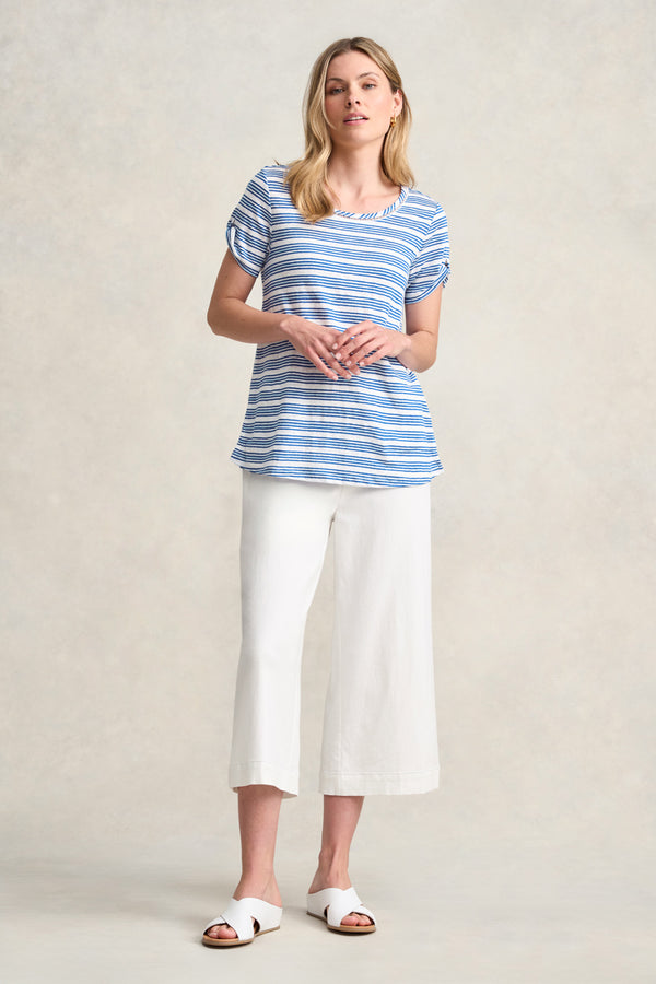 STRIPE LINEN TEE - BLUE MULTI STRIPE