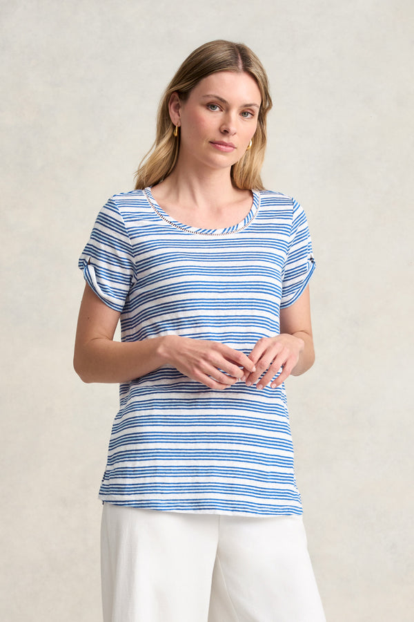 STRIPE LINEN TEE - BLUE MULTI STRIPE