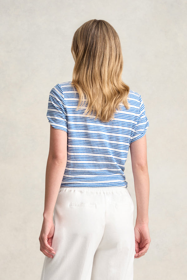 STRIPE LINEN TEE - BLUE MULTI STRIPE