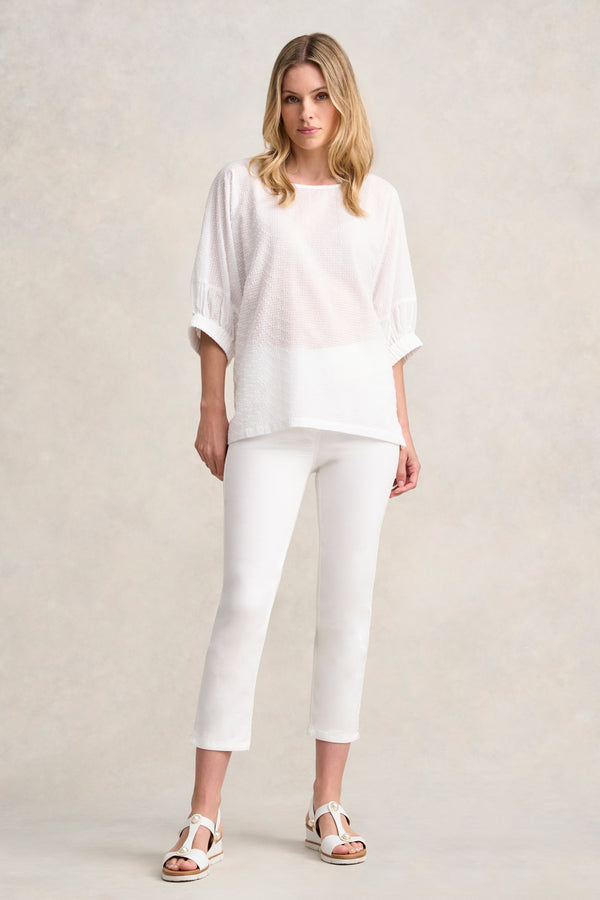 TEXTURED COTTON BLOUSE - WHITE