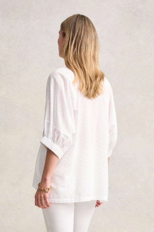 TEXTURED COTTON BLOUSE - WHITE