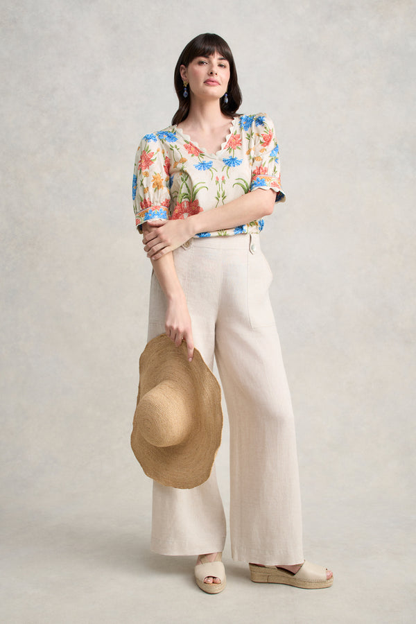 Scallop Detail Blouse - Paradise Print