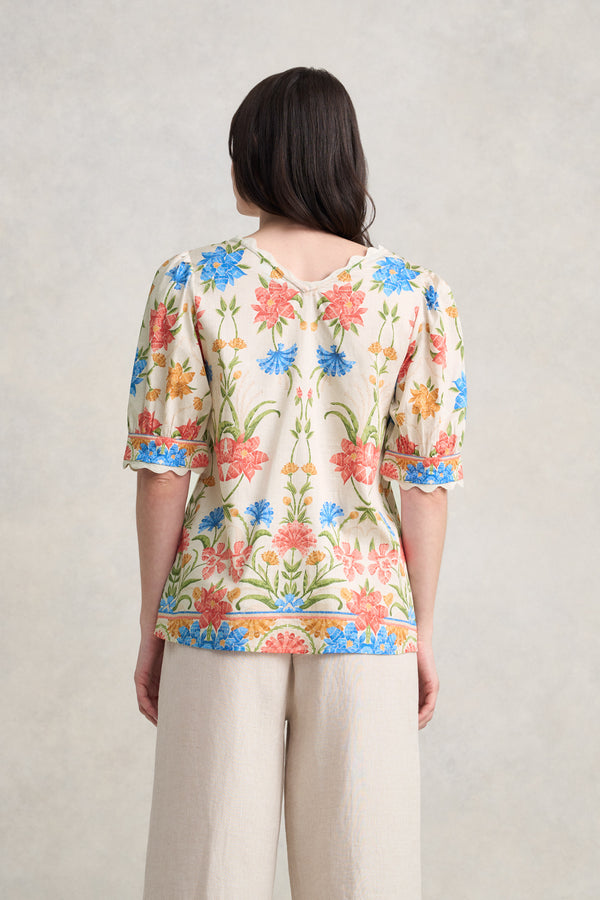 Scallop Detail Blouse - Paradise Print