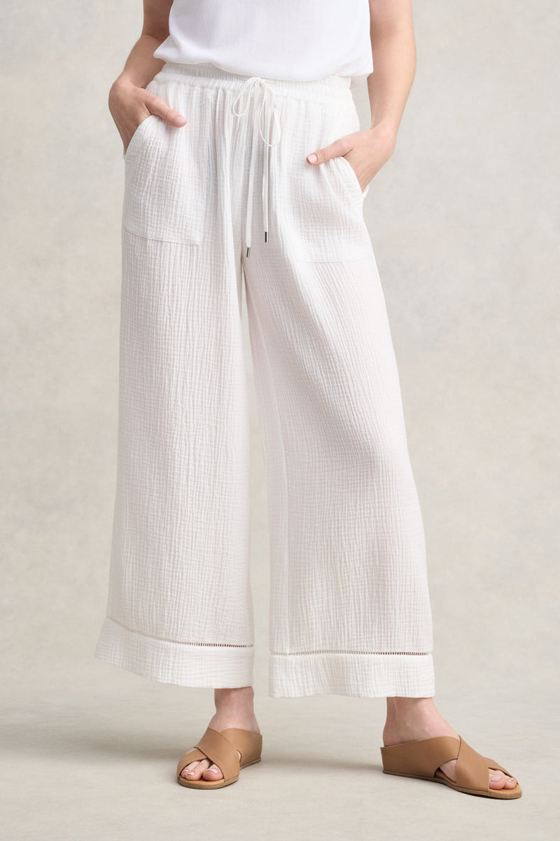 Cheesecloth Resort Pant - White
