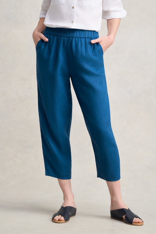 Linen Crop Pant - Midnight
