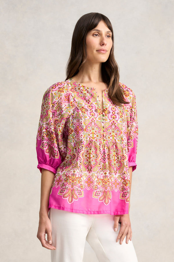 Cotton Blouse - Moroccan Tile Print