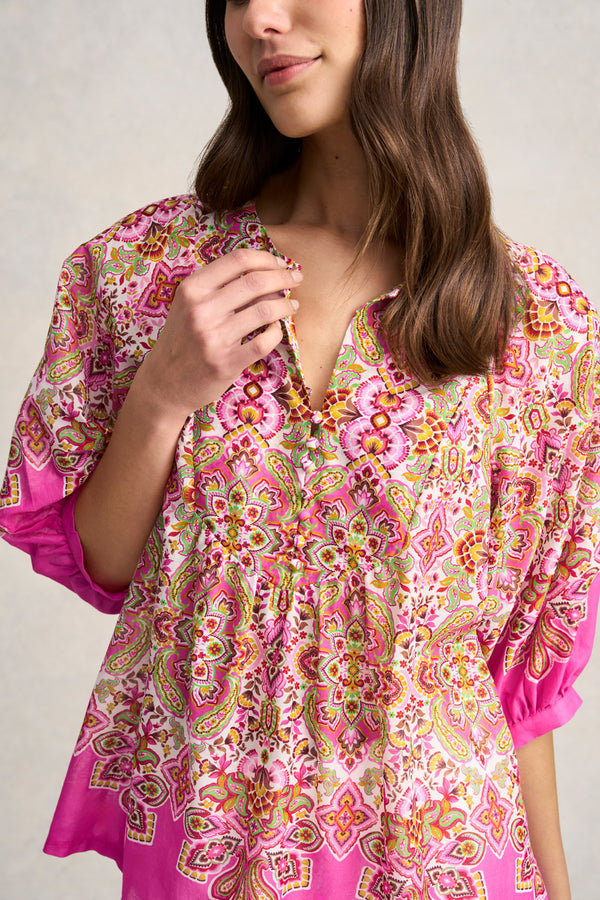 Cotton Blouse - Moroccan Tile Print