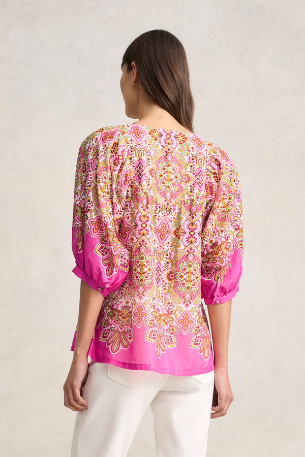 Cotton Blouse - Moroccan Tile Print