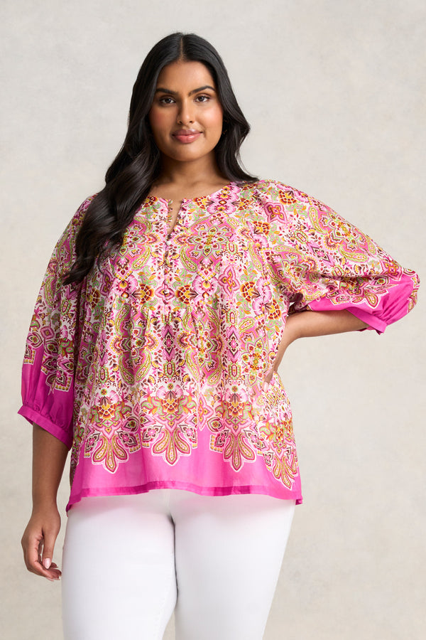 Cotton Blouse - Moroccan Tile Print