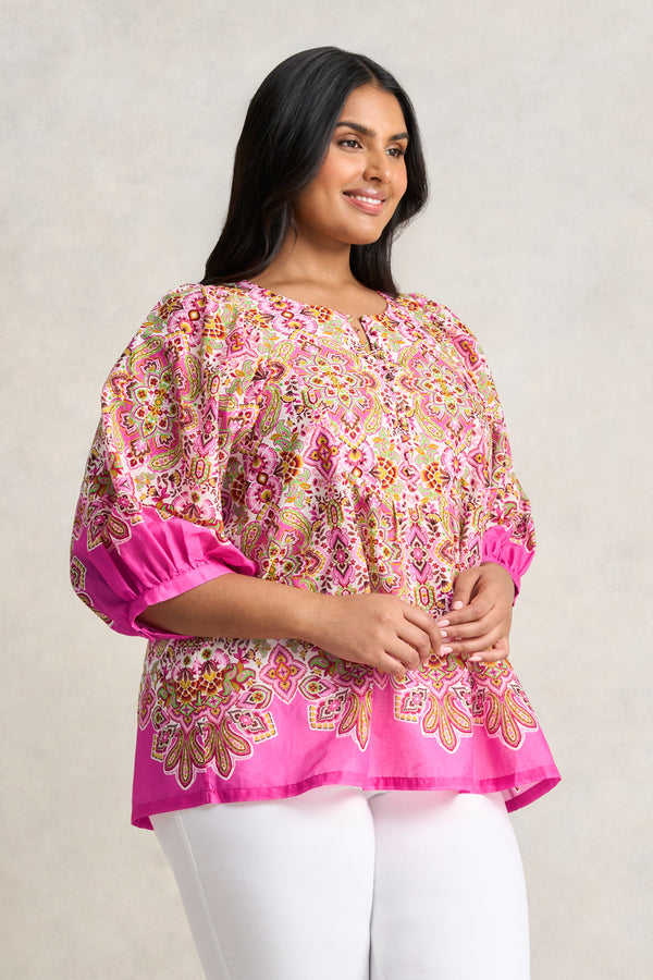 Cotton Blouse - Moroccan Tile Print