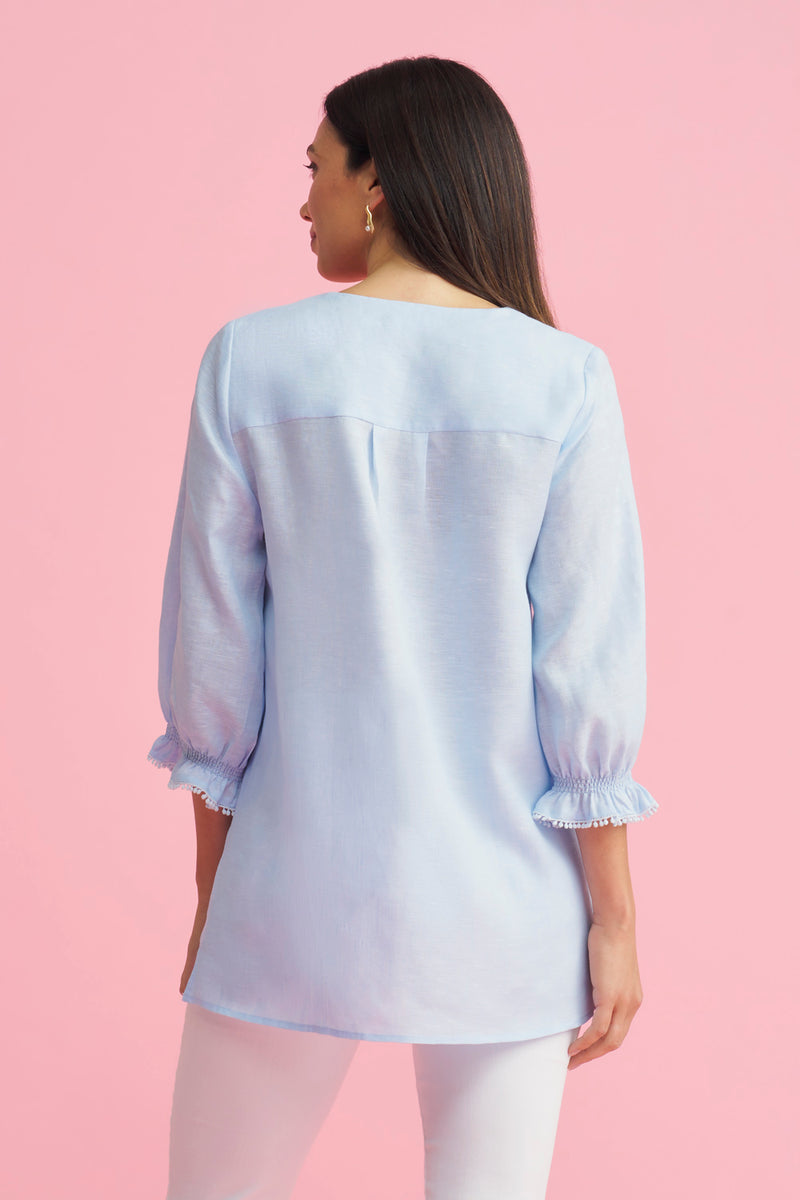 Embellished Tunic - Aqua Cross Dye