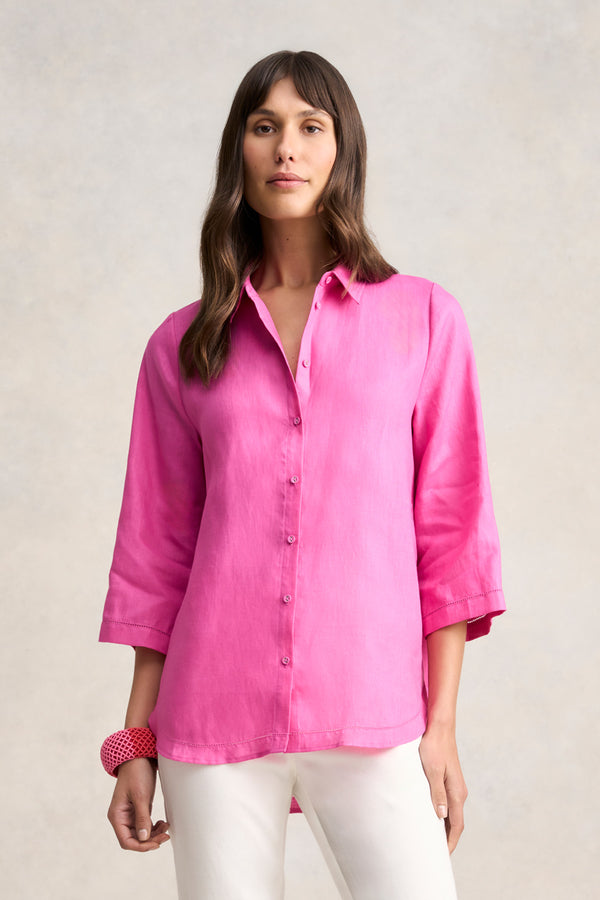 French Linen Shirt - Rose Pink