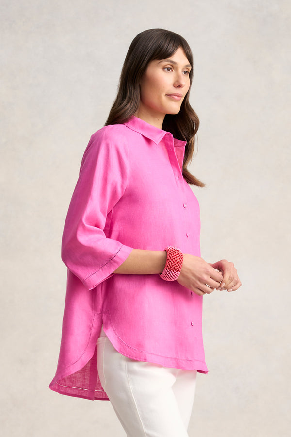 French Linen Shirt - Rose Pink