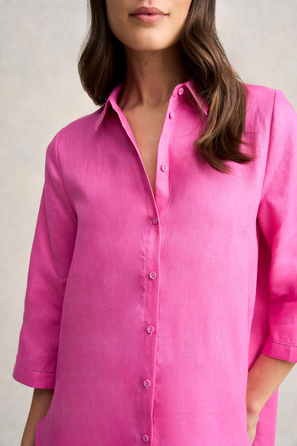 French Linen Shirt - Rose Pink