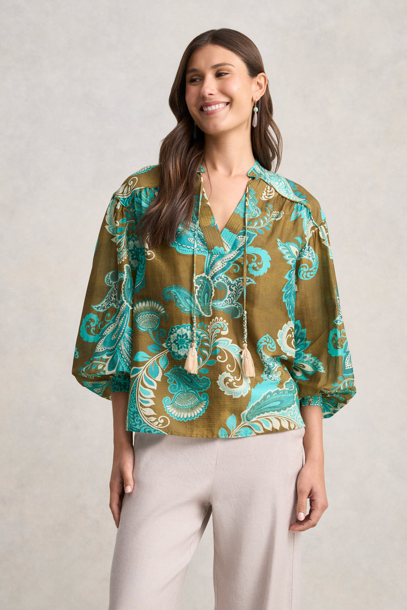 Cotton Silk Blouse - Statement Paisley