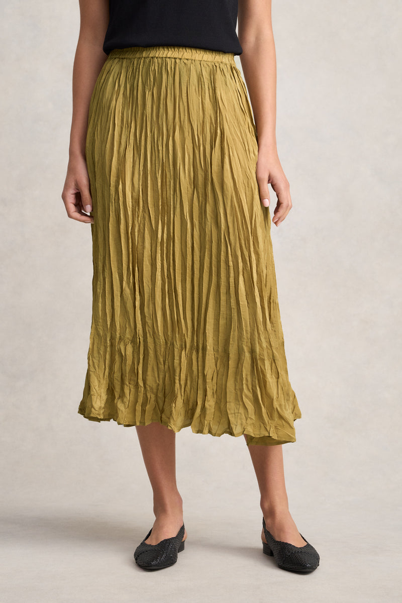 Crushed Midi Skirt - Bronze