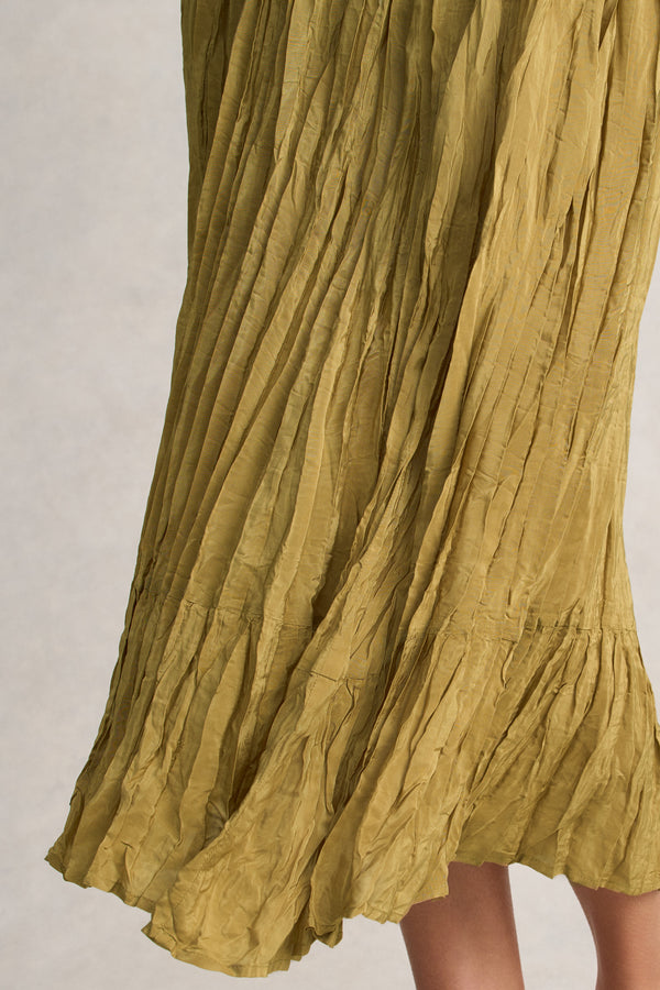 Crushed Midi Skirt - Bronze