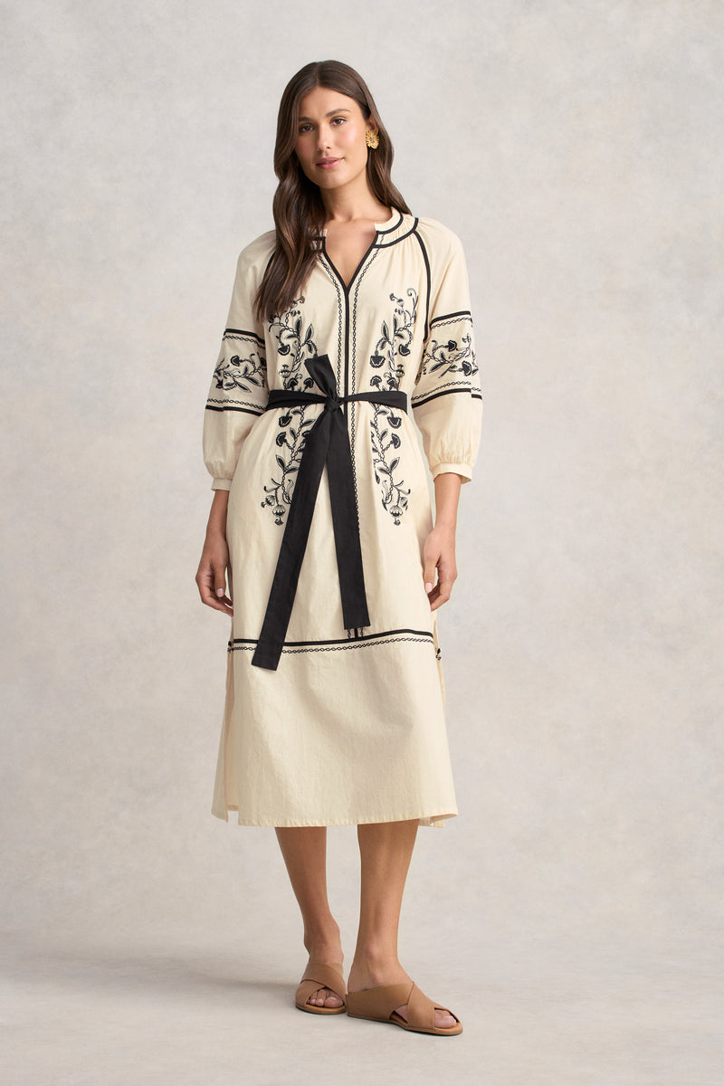 Cotton Kaftan Dress - Ecru