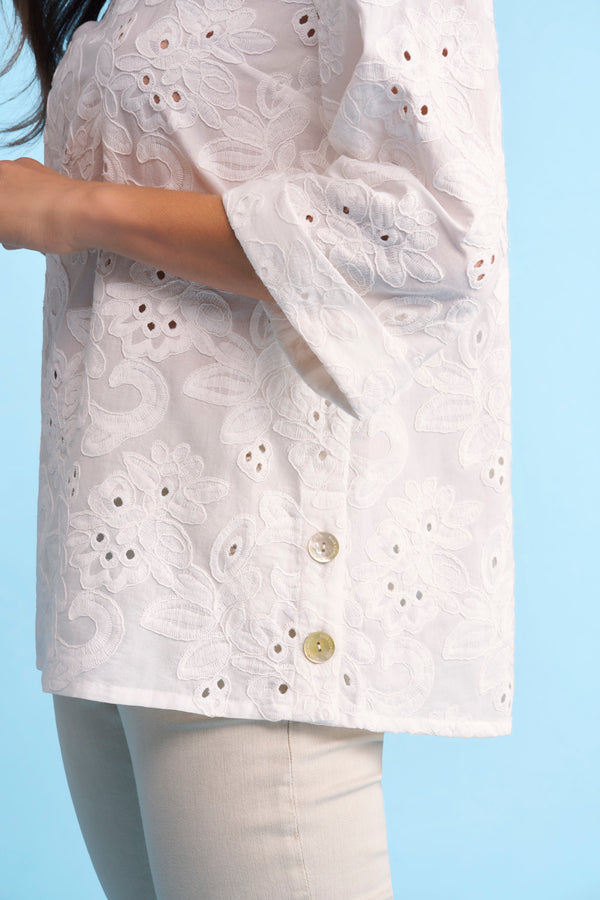 Broderie Side Button Top