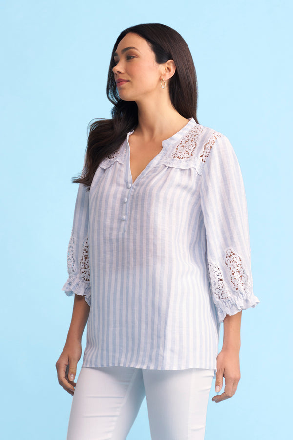 Lace Embroidered French Linen Top