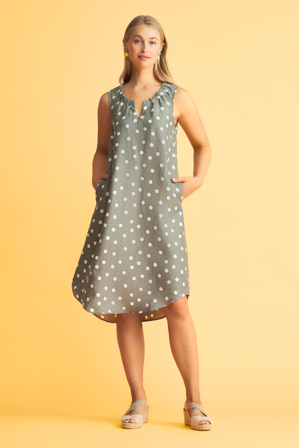 French curve clearance linen dress