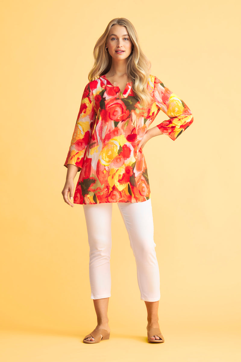 Notch Neck Tunic - Bouquet Print