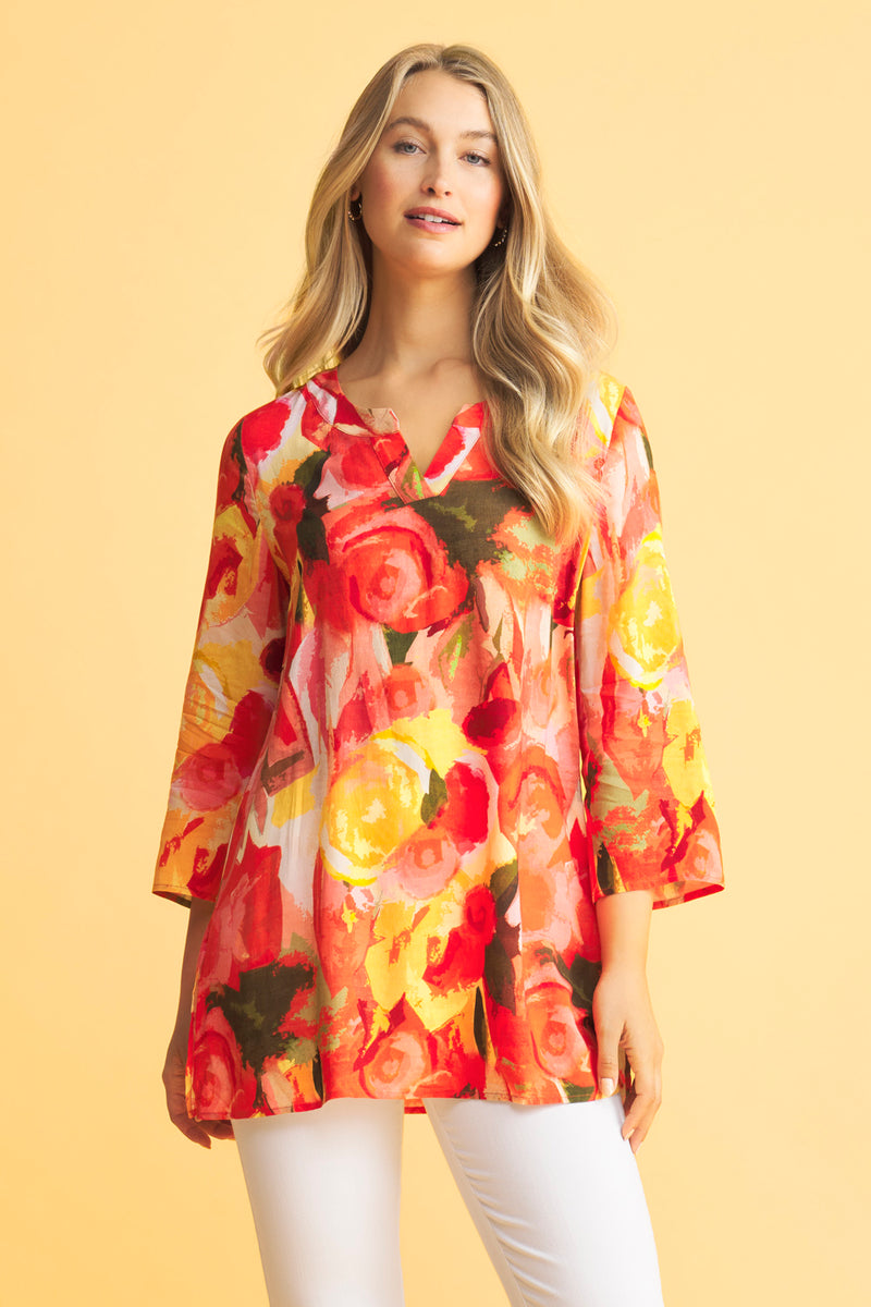 Notch Neck Tunic - Bouquet Print