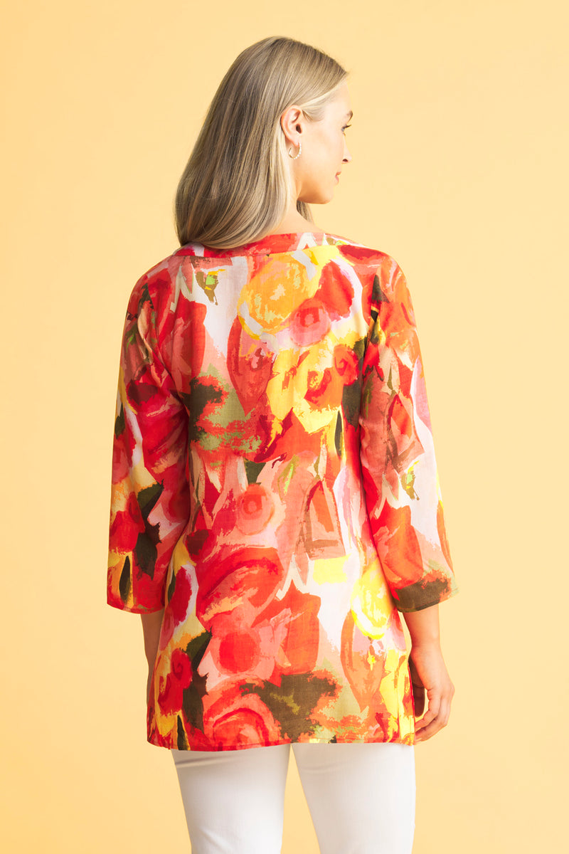 Notch Neck Tunic - Bouquet Print