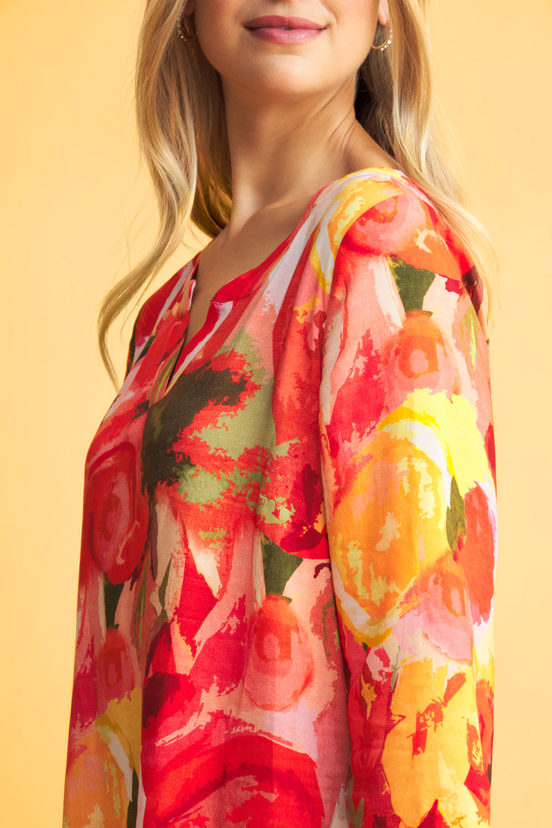 Notch Neck Tunic - Bouquet Print