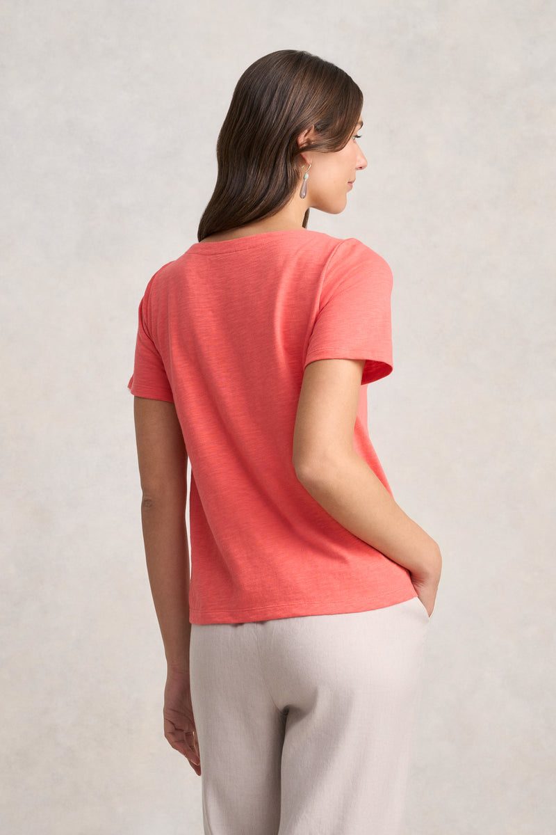 Boat Neck T-Shirt - Melon